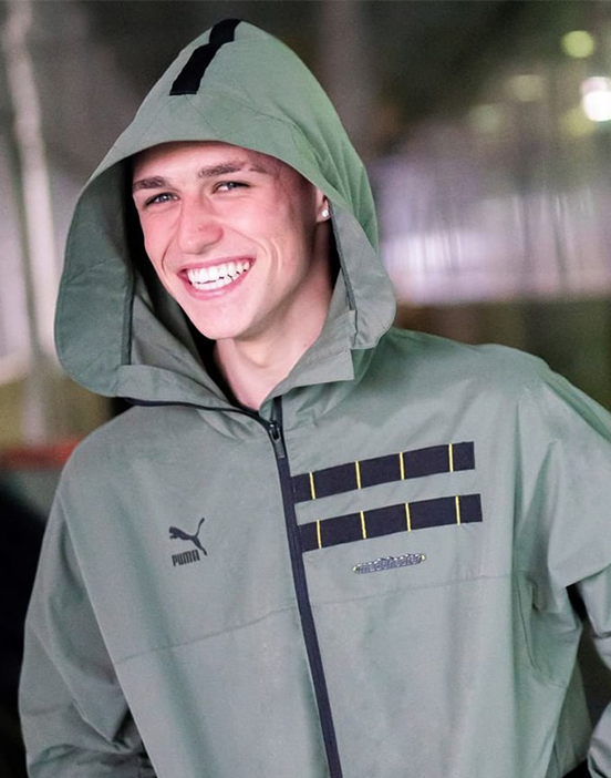 Phil Foden in the PUMA x Manchester City mdcr shirt