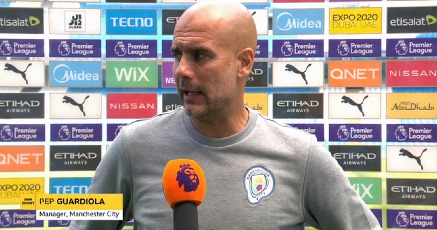 Pep Guardiola interviewed pitchside